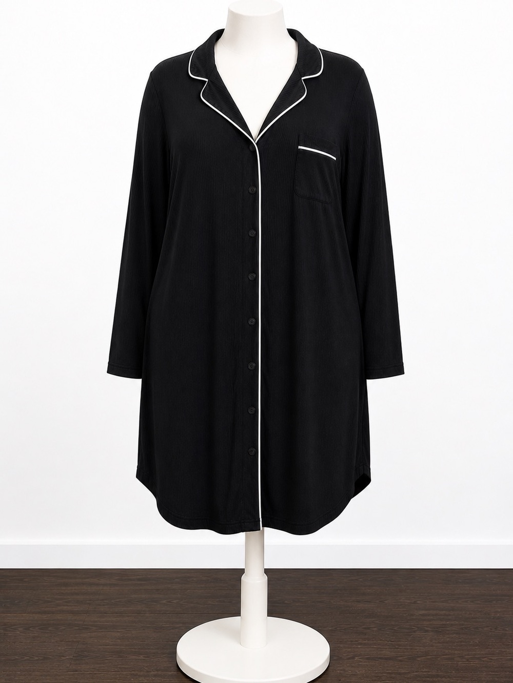 Torrid Super Soft Sleep Shirt Dress Black Rib Knit Button Front 4X - Picture 2 of 8